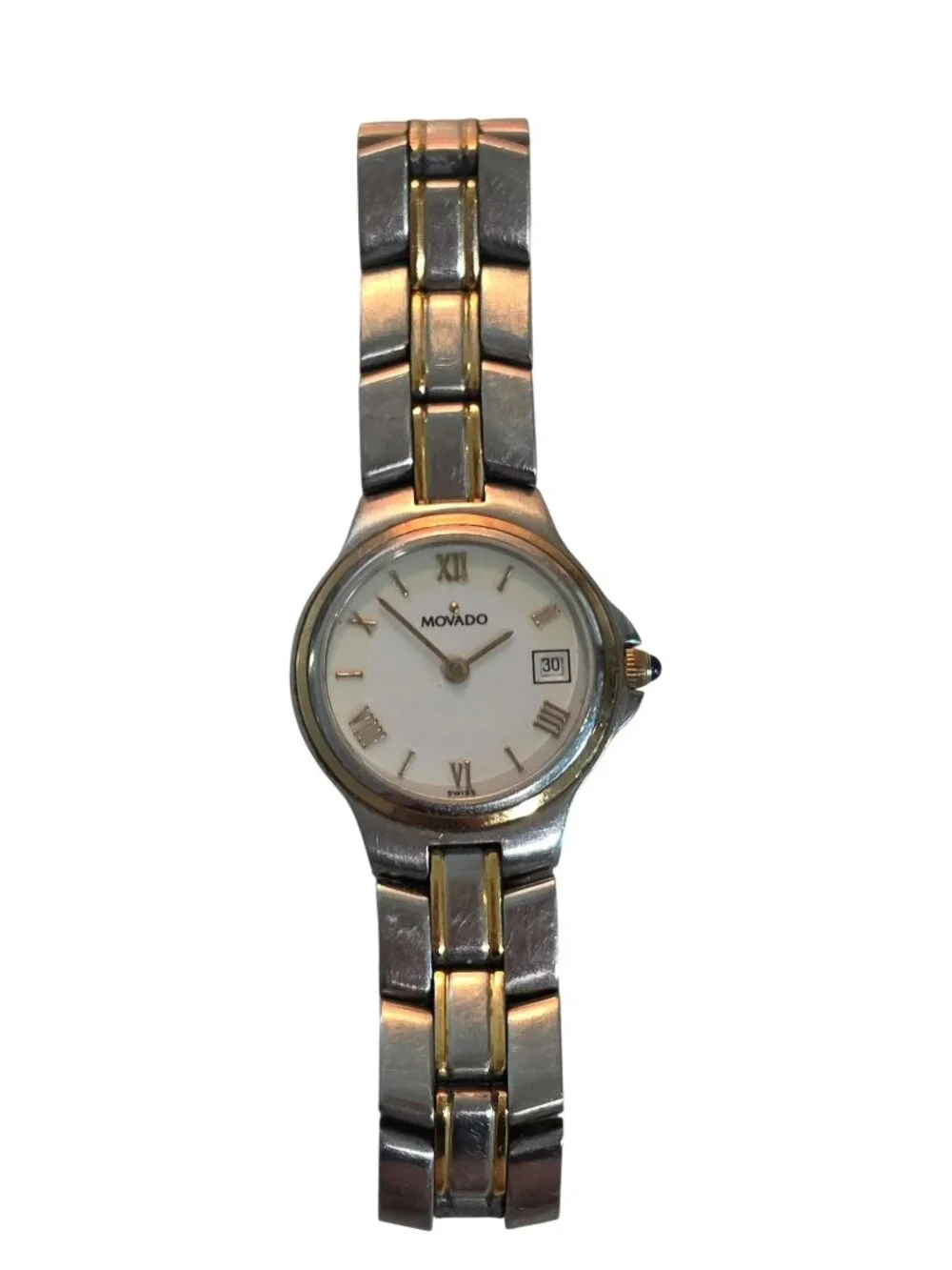 Movado Womens Two-Tone Stainless Steel Quartz Watch With Roman Numerals & Date